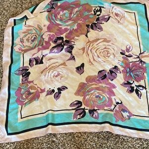 Pier 1 Silk Scarf with Aqua and Lavender Accents